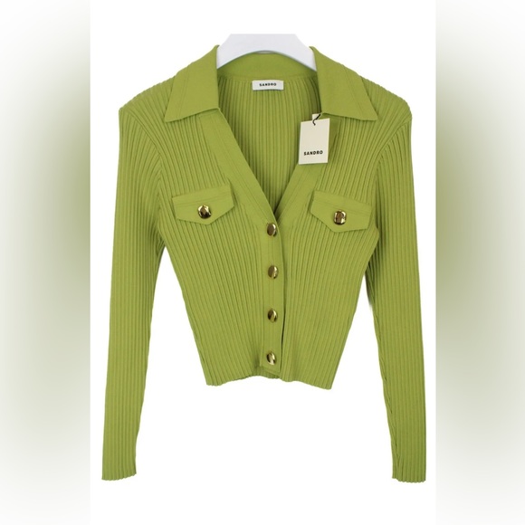 SANDRO Hind Ribbed Knit Cardigan Sweater Size 3 - Picture 1 of 4